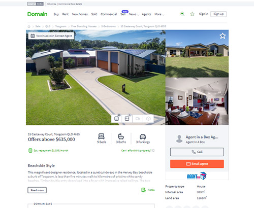 15 Castaway crt on Domain website